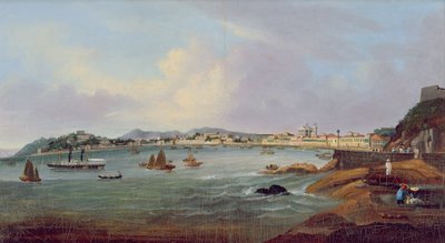 中国、マカオの港、1855年頃（キャンバスに油彩） 作： Lam Qua (attr. to)