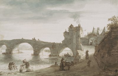 アンボワーズのロワール川にかかる橋、1640年代 作： Lambert Harmensz Doomer