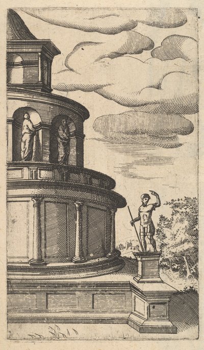 シリーズ「Ruinarum variarum fabrica...」の建物 [Sepulchrum Adriani] の部分図、1554 年。 作： Lambert Suavius