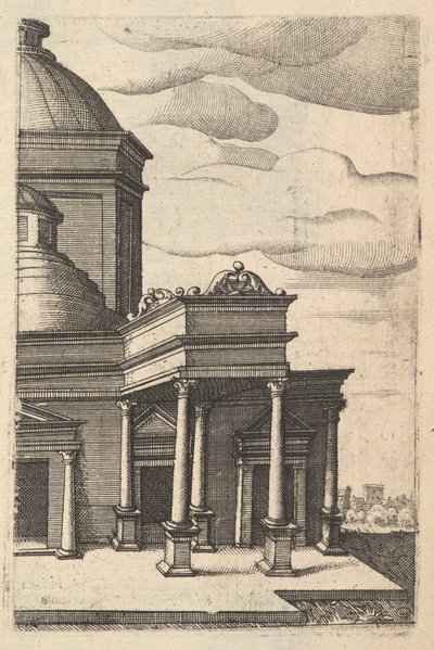シリーズ「Ruinarum variarum fabricarum...」の建物 [ヴィーナス神殿] の部分図、1554 年。 作： Lambert Suavius