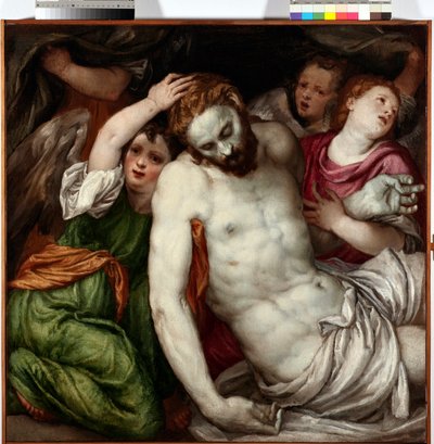 天使のいるピエタ ランベルト・スーストリ（1515-1584）作 16世紀 日 83x84 cm Musei di Strada Nuova Genes 作： Lambert Sustris