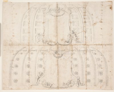 フレデリクスボー城、謁見の間。 ドームの天井装飾の 2 つの異なる下書き 作： Lambert van Haven