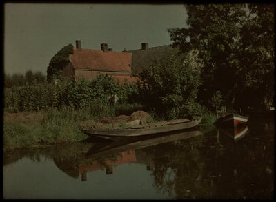 Blikkenburgervaart、Zeist、ボートと農場 (およびおそらく Willem Emelaar Sr) 作： Lambertus Hendrik van Berk