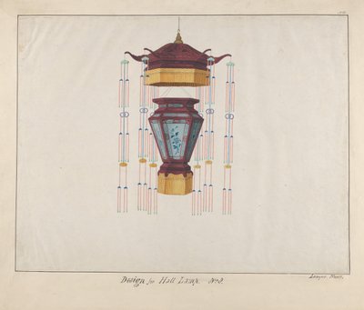 ホールランプのデザイン、約1800～1810年 . 作： Lamqua