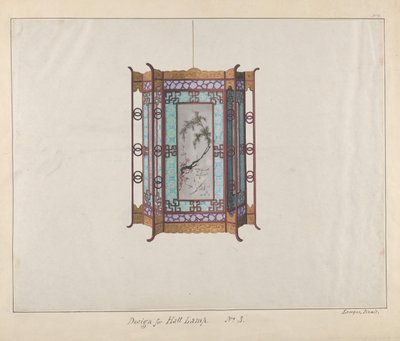 ホールランプのデザイン、約1800～1810年 . 作： Lamqua