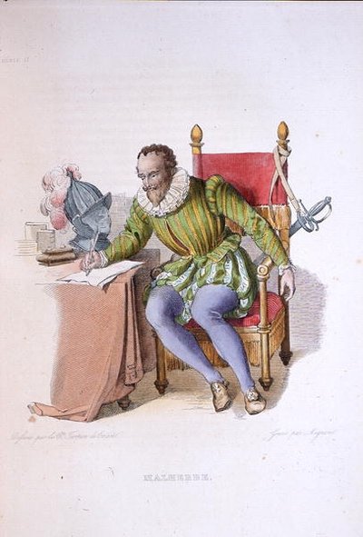 フランソワ・ド・マルエルブ（1555-1628）の肖像、1835年にパリで出版されたE.Mennechetの「Le Plutarque Francais」の挿絵（カラーエングレーヴィング） 作： Lancelot Theodore (after) Turpin de Crisse