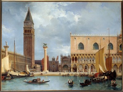 ヴェネツィアのドゥカーレ宮殿とピアゼッタの一部の眺め テオドール・ターピン・ド・クリッセ（1782-1859）の絵画 1829年 日0.75×1m 作： Lancelot Théodore Turpin de Crissé de Crissé