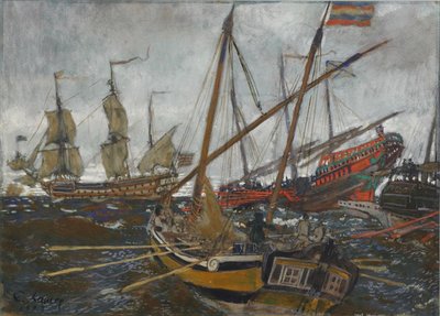 ピーター1世の時代に船、1909年 作： Lanceray