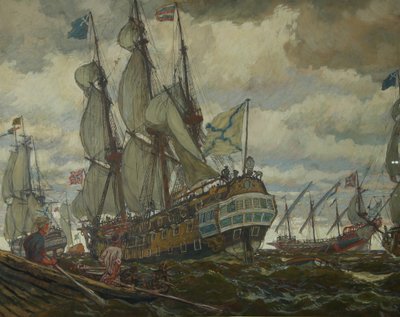 ピーター1世の艦隊、1909年 作： Lanceray