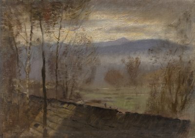 川のある夜の風景、c。 1880 作： Laszlo Mednyanszky