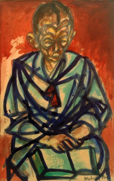 無題（船乗りミクロス、本で読む） 作： Laszlo Moholy Nagy