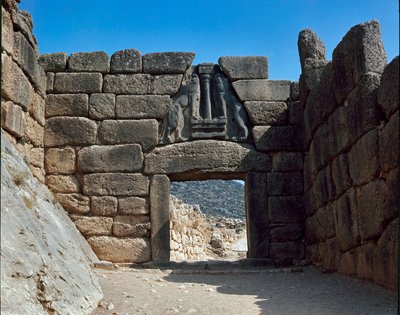 獅子の門：ペロポネソス半島の古代都市ミケネスの遺跡（紀元前1500～1100年）ギリシャ 作： Late Helladic Period Mycenaean