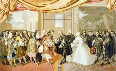 1659年11月7日、ルイ14世とフィリップ4世の間のファイサン島での会合 作： Laumosnier