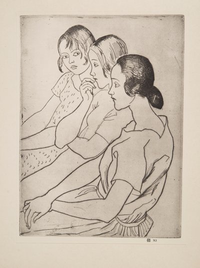 カントリー・ガールズ、パブ。 1927年。 作： Laura Knight
