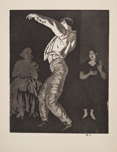 スペインのダンサー No. II、パブ。 1923年。 作： Laura Knight
