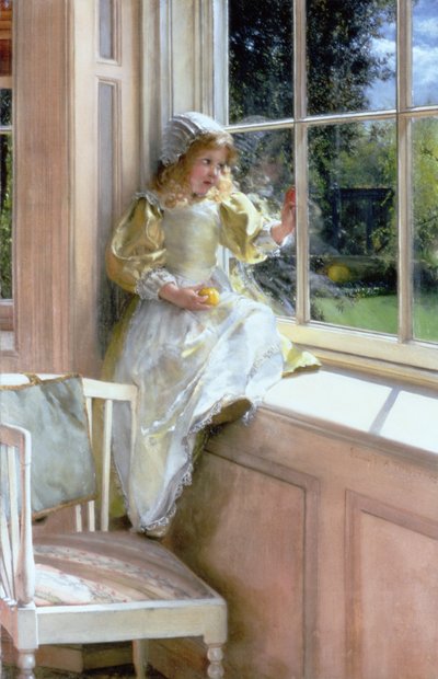 外を見るO &39;ウィンドウ（サンシャイン）（キャンバスに油彩） 作： Laura Theresa  Alma Tadema