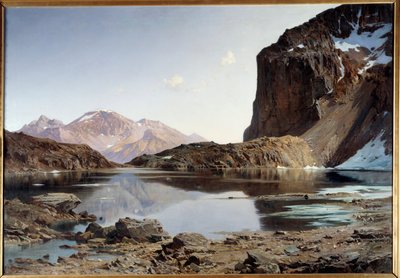 アルプスのエイショーダ湖。 ローラン・ゲタル (1841-1892) の絵画 作： Laurent Guétal