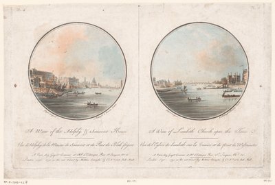 テムズ川からのアデルフィとサマセット ハウスの眺め、テムズ川からのランベス教会の眺め Adelphy & Somerset House の眺め (オブジェクトのタイトル) テイムズのランベス教会の眺め (オブジェクトのタイトル) ロンドンの景色 (シリーズタイトル) 作： Laurent Guyot