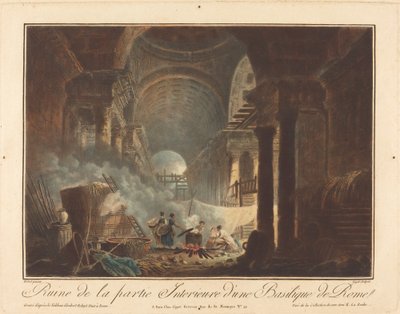 ローマの大聖堂内部の廃墟 作： Laurent Guyot after Hubert Robert