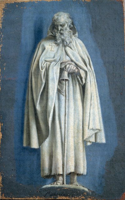 鐘を持つ聖アントワーヌ大王 カマイユ付き絵画 ローラン・ド・ラ・ハイレ（1606-1656）17世紀パリのカンヴァスに描かれています。ルーヴル美術館 作： Laurent de la Hyre