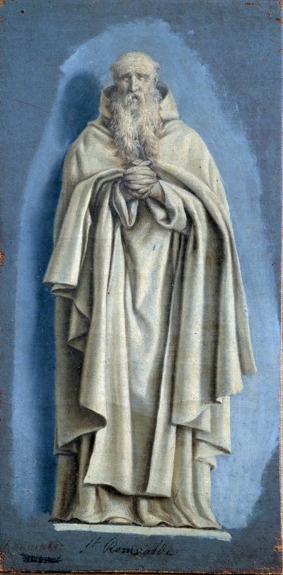 祈る聖ロムアルド カメーユのある絵画 ローラン・ド・ラ・ハイレ（1606-1656）17世紀 日0.36 x 0.18 m パリルーヴル美術館 作： Laurent de la Hyre