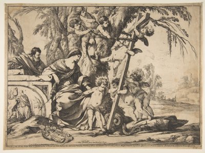 蛇を踏んだキリストの子を持つ聖家族、1639年。 作： Laurent de la Hyre