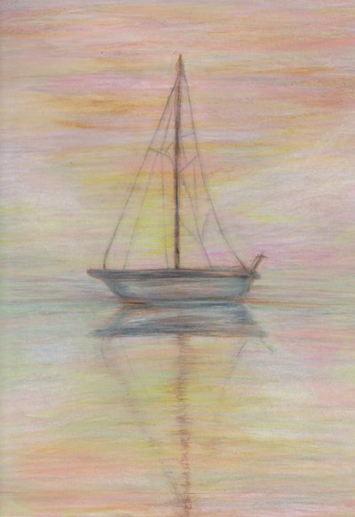 Pタウン、2025年（色鉛筆、トーン紙） 作： Laurie Michaels