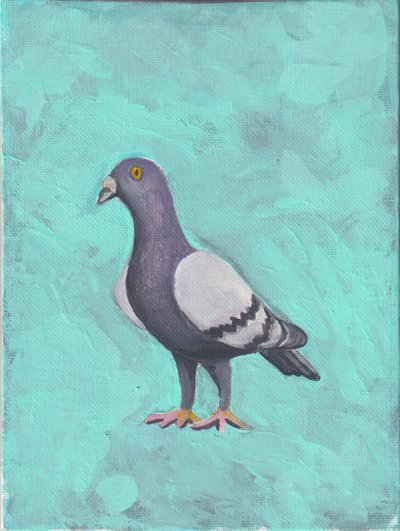 Pigeon c.2023 (キャンバスにアクリル) 作： Laurie Michaels