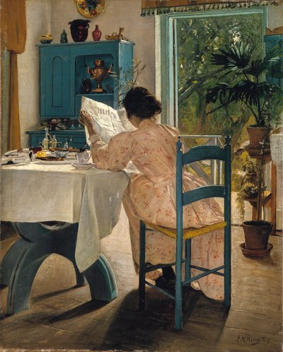朝刊での朝食、1898年。 作： Laurits Andersen Ring