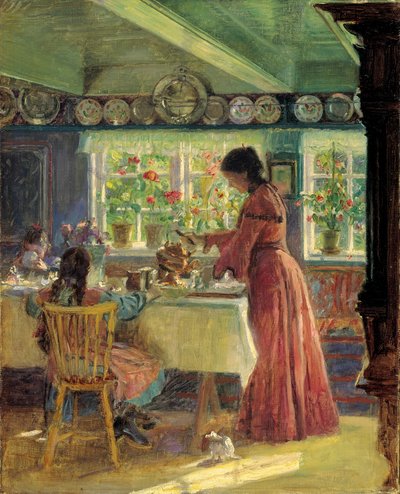 朝のコーヒーを注ぐ 作： Laurits Regner Tuxen