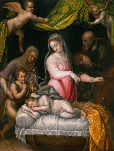 聖家族と洗礼者ヨハネと聖エリザベス、1591年。 作： Lavinia Fontana