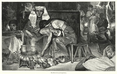 長子の死：エジプトの10の災いの最後（リトグラフ 作： Lawrence (after) Alma Tadema