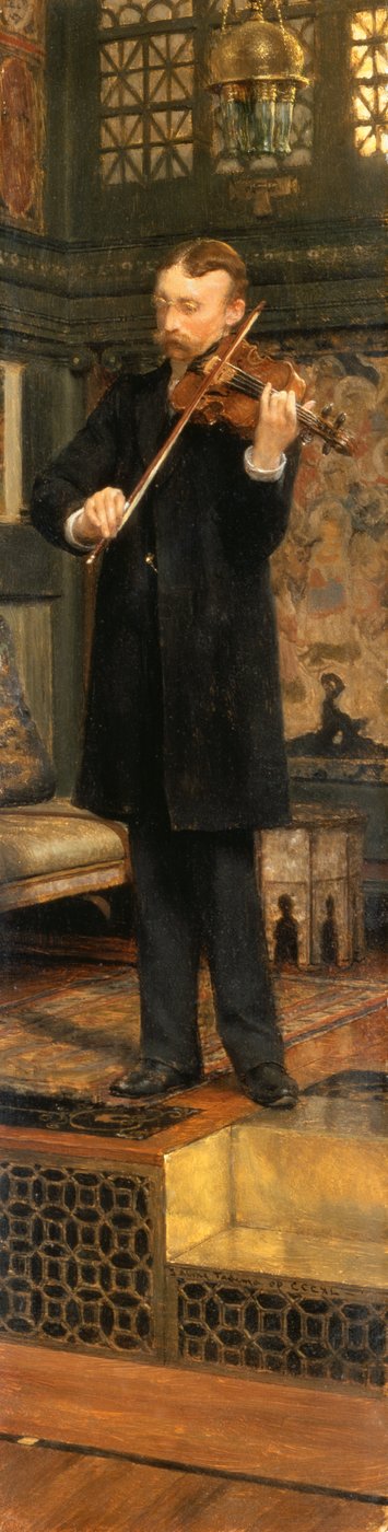 アルマ・タデマのスタジオでバイオリンを弾くモーリス・サンズの肖像 作： Lawrence Alma Tadema