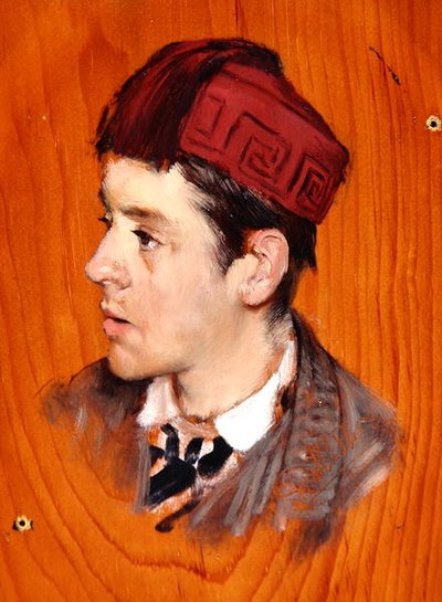サー・ハーバート・トンプソン、バート、1877年頃（パネルに油彩 作： Lawrence Alma Tadema