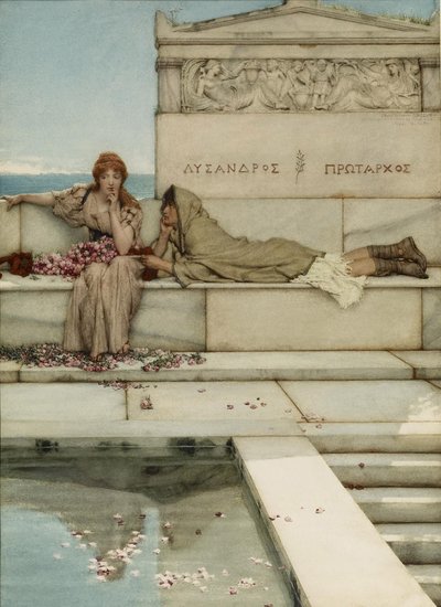 Xanthe and Phaon、1883（紙にトイレ） 作： Lawrence Alma Tadema