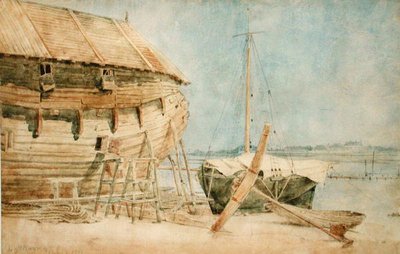 パリ、セーヌ川沿いの漂着船 作： Le Moyne