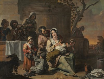 ヴィンテージシーンと農民の子供たちのダンスの絵のペア、1650年代。 作： Le Nain