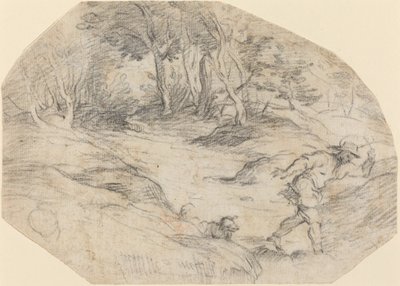 人と犬のいる風景 作： Leandro Bassano after Titian