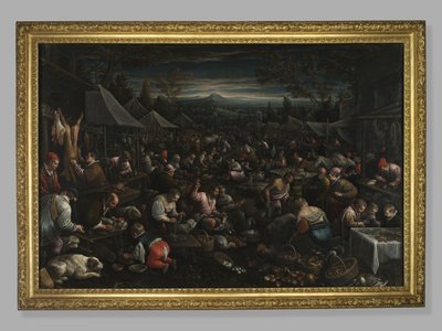小さな市場、c.1580-82 作： Leandro da Ponte Bassano
