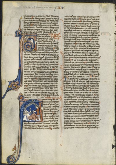 ラテン語聖書の葉っぱ：頭文字Aと頭文字A：ジュディス斬首ホロフェルネスc。 1230-1240。 作： Leber Group
