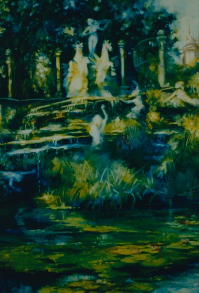 Folly 2002（oil on paper）トゥイッケナムの像と噴水 作： Lee Campbell