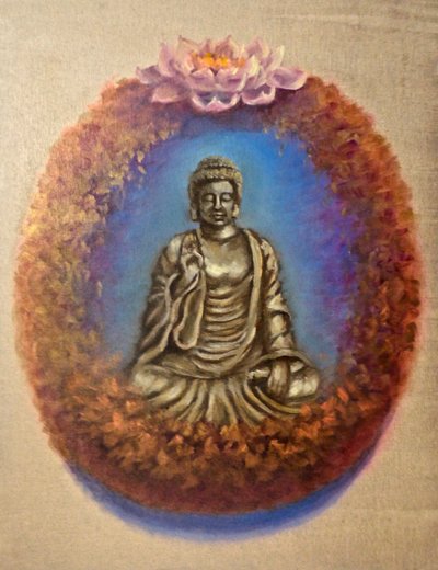 平和 - 仏陀、2024年（キャンバスに油彩） 作： リー・キャンベル