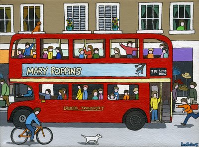 ロンドンバス、2015年（キャンバスにアクリルとインク） 作： Lee Sellers