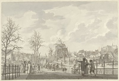 1807 年 1 月 12 日の火薬災害後のライデンのラーペンブルクの遺跡 作： Leendert Overbeek