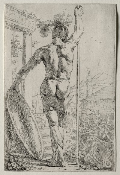 後ろから見た立っている兵士 作： Leendert van der Cooghen