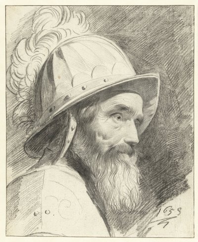 ヘルメットをかぶった戦士の胸像 作： Leendert van der Cooghen