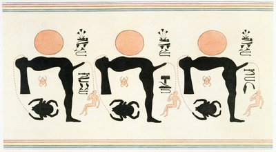 1809年から22年に出版されたエドモンド・フランソワ・ジョマールによる「エジプトの説明」からのテーベのビバン・エル・モルークのエロティックなフレスコ画（カラーリソ） 作： Legentil (after)