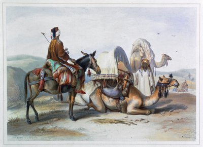 ホデッシュを背負ったラクダと一緒のカフィラ、1848年 作： Lehnert