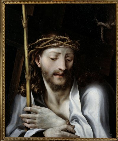 葦を持つキリストは、いばらの冠を被ったキリストを言う レリオ・オルシ（1511-1587）の絵画 16世紀 日0,55x0,46 m モンペリエ・ミュゼ・ファーブル 作： Lelio Orsi da Novellara