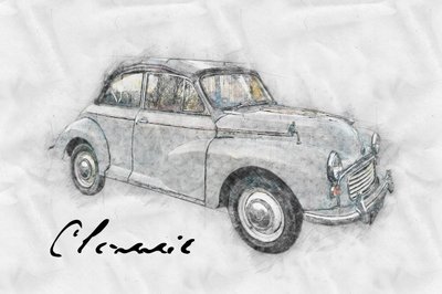 クラシックカーのイラスト 作： Lembayung senja studio [Vintage Poster]